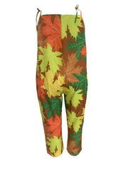  Maple Print Tie Shoulder Jumpsuit