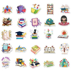 100pcs Book Reading Series Mixed Stickers for Car Luggage Stationery Water Cup