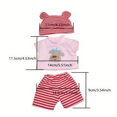 3pcs Clothes Set for 10-14 inch Dolls, Fits 28" Dolls, Polyester Material