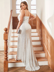  Sequins V-Neck Maxi Wedding Dress