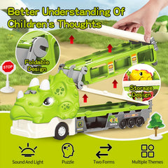 Kids Dinosaur Sliding Toy Car Set with Catapult Deformation Car