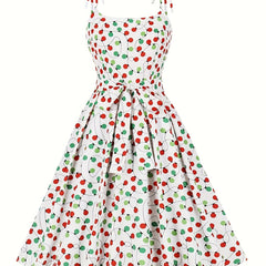  Boho Balloon Print Tie Cami Dress