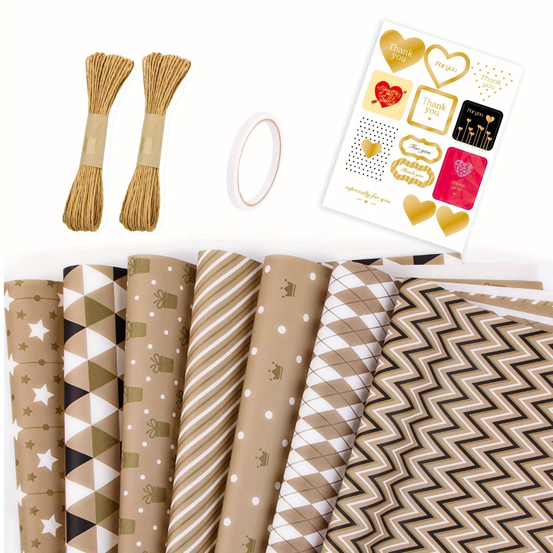 7pcs Colorful Cartoon Birthday Gift Wrapping Paper Roll