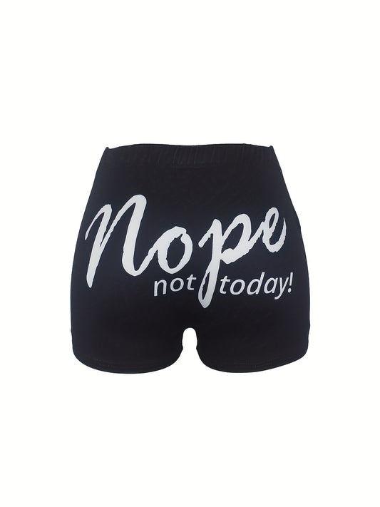 Print Skinny Casual Elastic Waist Shorts