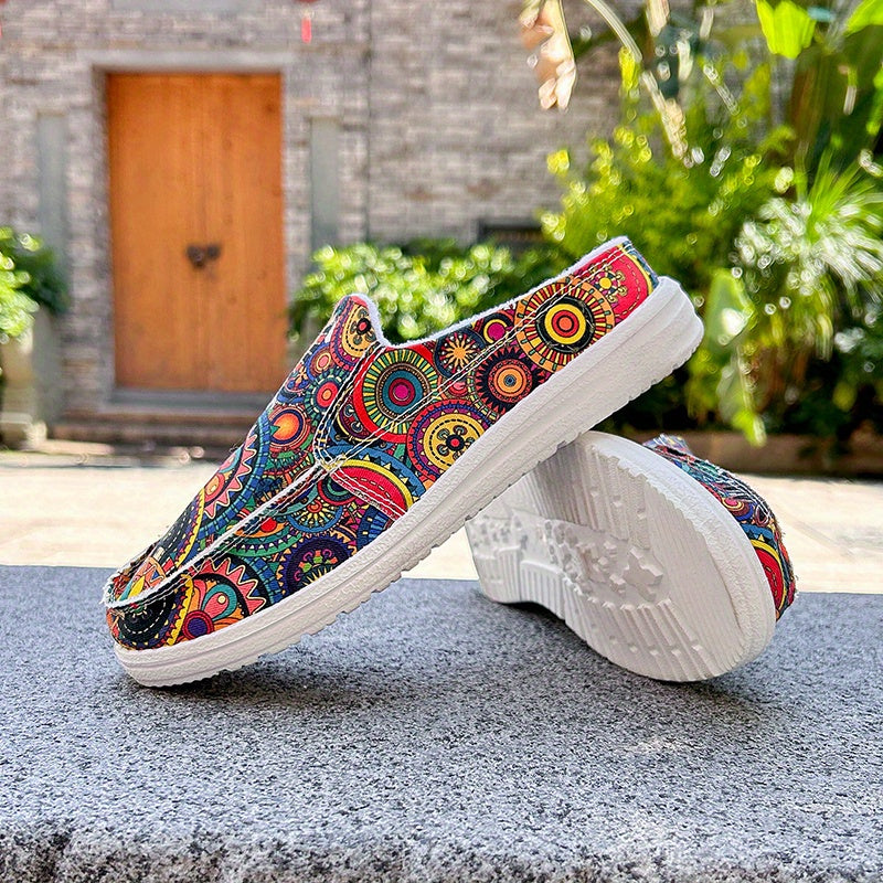 Women's Floral Printed Slip-On Non-Slip Canvas Slides Shoes