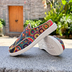 Women's Floral Printed Slip-On Non-Slip Canvas Slides Shoes
