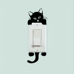 Cat Light Switch Sticker PVC Wall Decal for Home Decor Witch