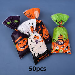 50pcs Halloween DIY Candy Packaging Bag Small Gift Bag Souvenir Bag