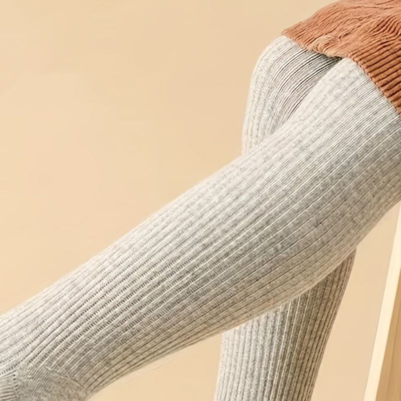 Girls Striped Knitted Cotton Leggings for Spring and Fall