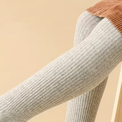 Girls Striped Knitted Cotton Leggings for Spring and Fall