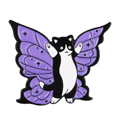 Enamel Butterfly Cat Brooch Women's Animal Pins Kitten Jewelry