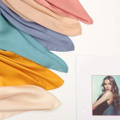Silk Yarn Scarf Solid Chiffon Hijab Soft Breathable Headscarf