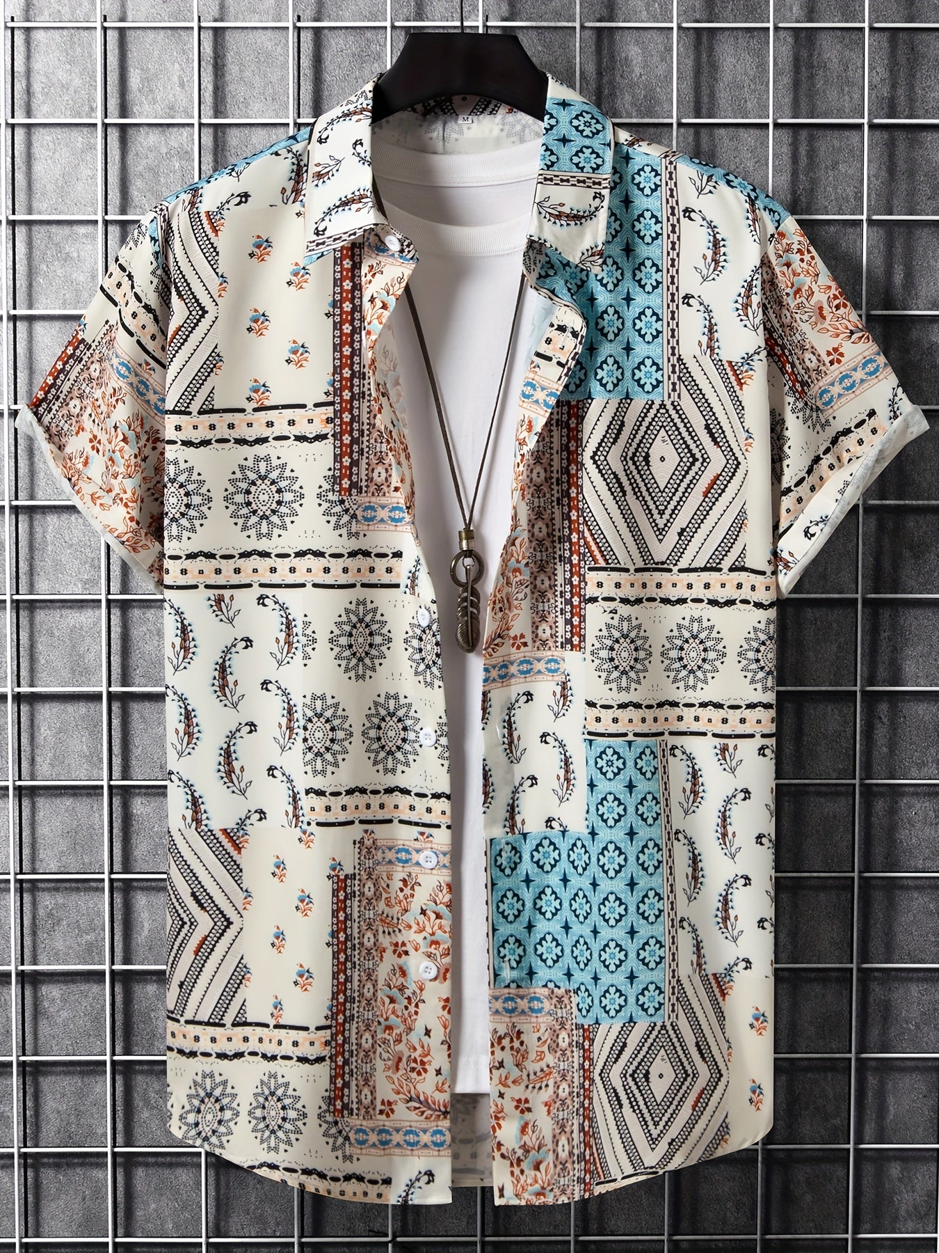 Men's Paisley Hawaii Shirt Casual Short Sleeve Top Regular Fit