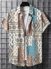 Men's Paisley Hawaii Shirt Casual Short Sleeve Top Regular Fit