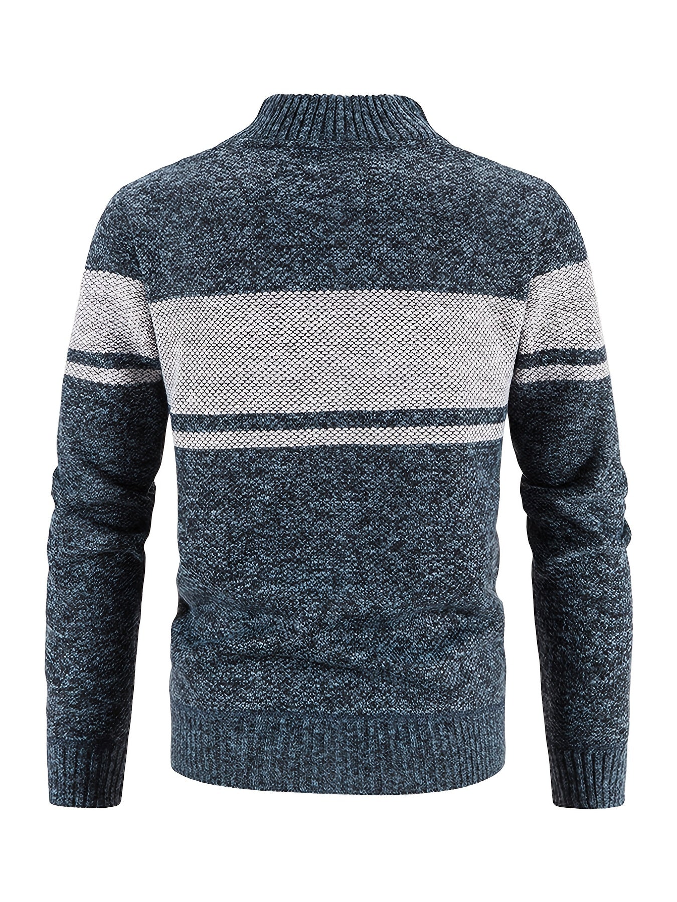 Men's Cable Knit Turtleneck Sweater Full Zip Jacket