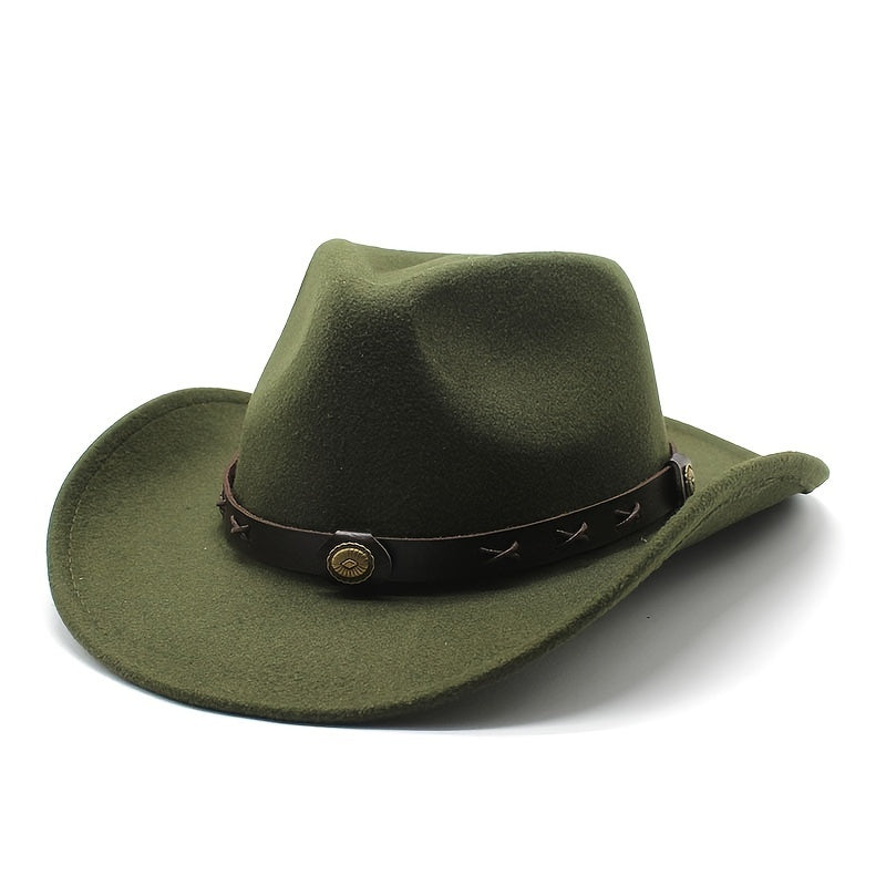 Classic Wide Belt Fedora Hat - Western Style