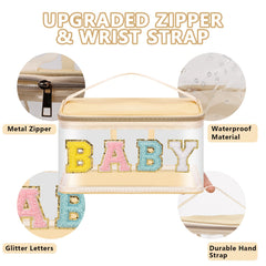 Chenille Letter Clear Makeup Bag Zipper Waterproof Cosmetic Handbag