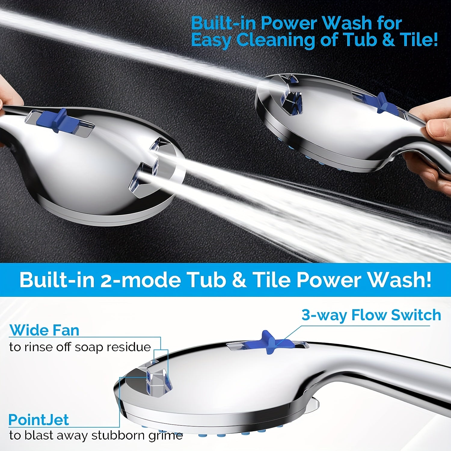 Adjustable Stainless Steel Shower Head with Handheld Sprinkler