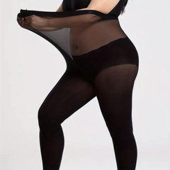 Women's Plus Size Solid Semi Sheer High Rise Tights