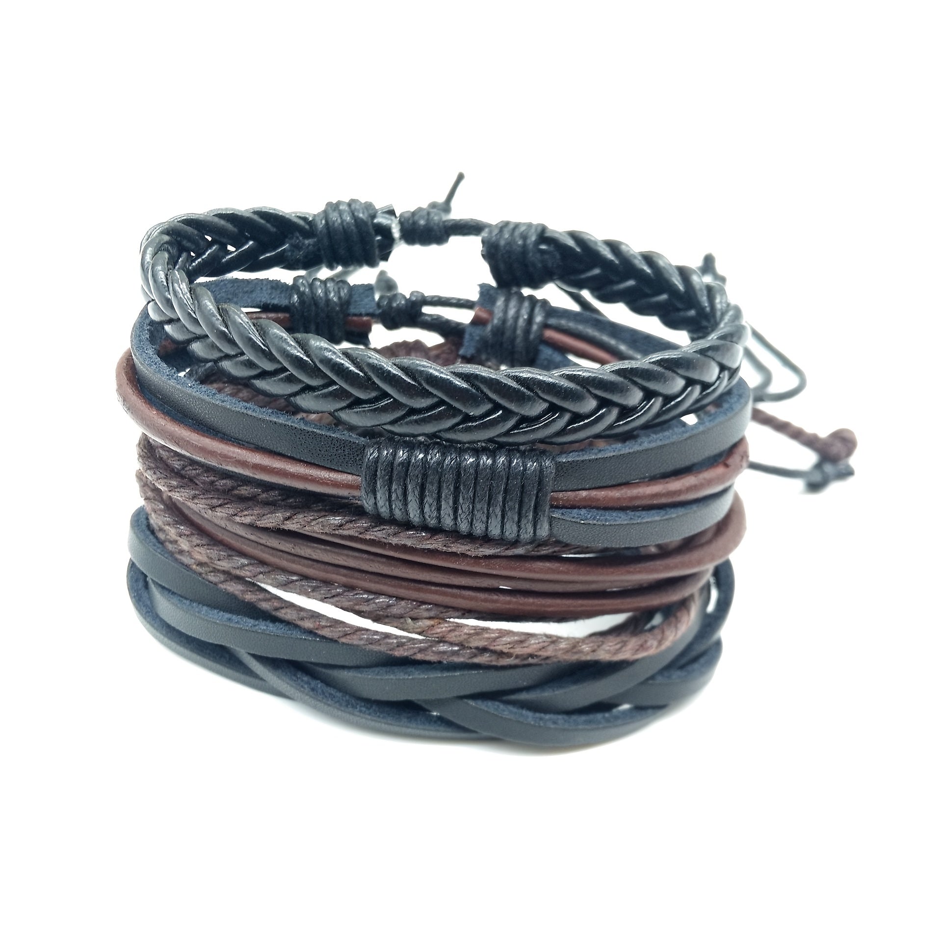 4 Pcs Multilayer Braided Bracelet Set Women Punk Style Jewelry