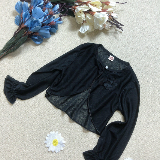 Kid s Sunscreen Shawl Long Sleeve UV Protection Cardigan Flower Decor Top