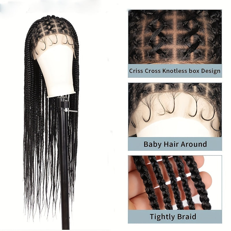 Knotless Box Braided Wigs Full Lace Cornrow Braid Hair Wigs