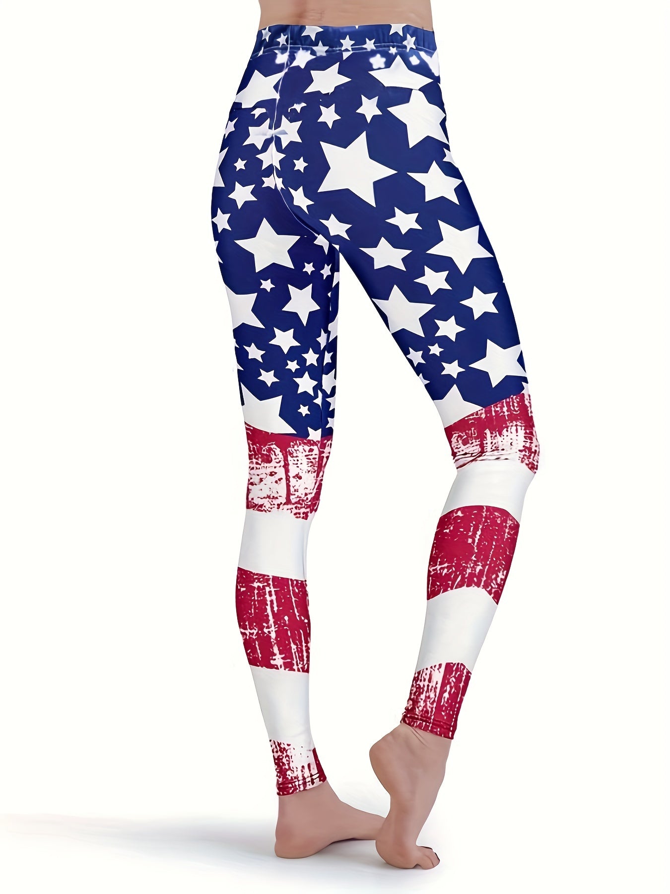 Flag Print Skinny Leggings Casual Every Stretchy Leggings Women's Clothing