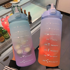 2L Gradient Plastic Water Bottle With Straw