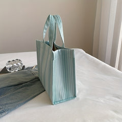 Striped Canvas Tote Satchel Bag Lightweight Shoulder Bag
