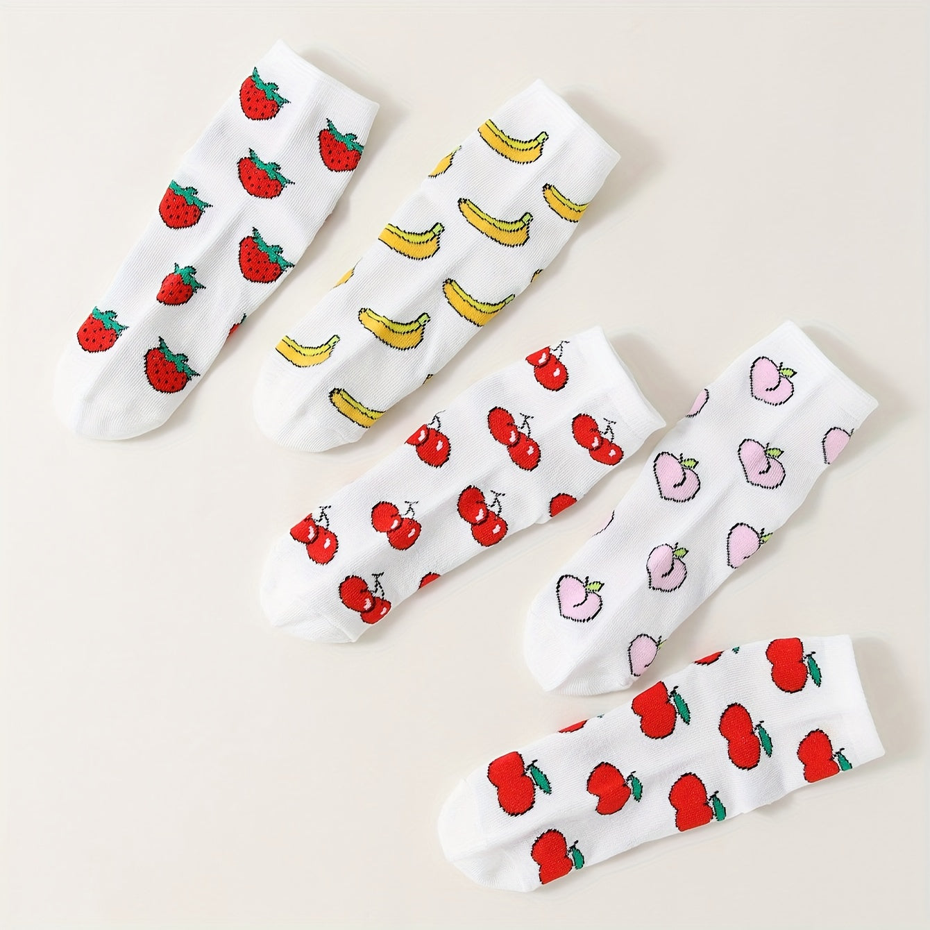 5 Pairs Fruit Print Socks for Women