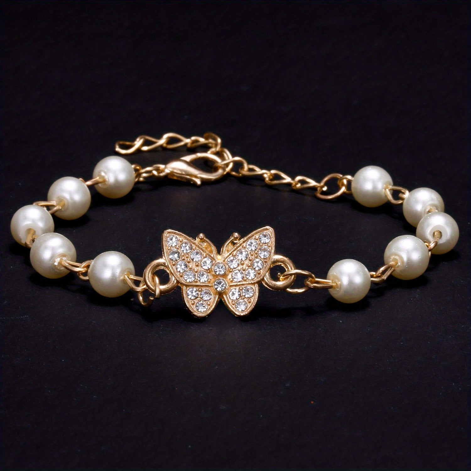 Y2K Faux Pearls Beaded Chain Bracelet for Women