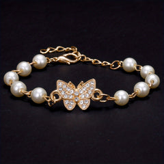 Y2K Faux Pearls Beaded Chain Bracelet for Women