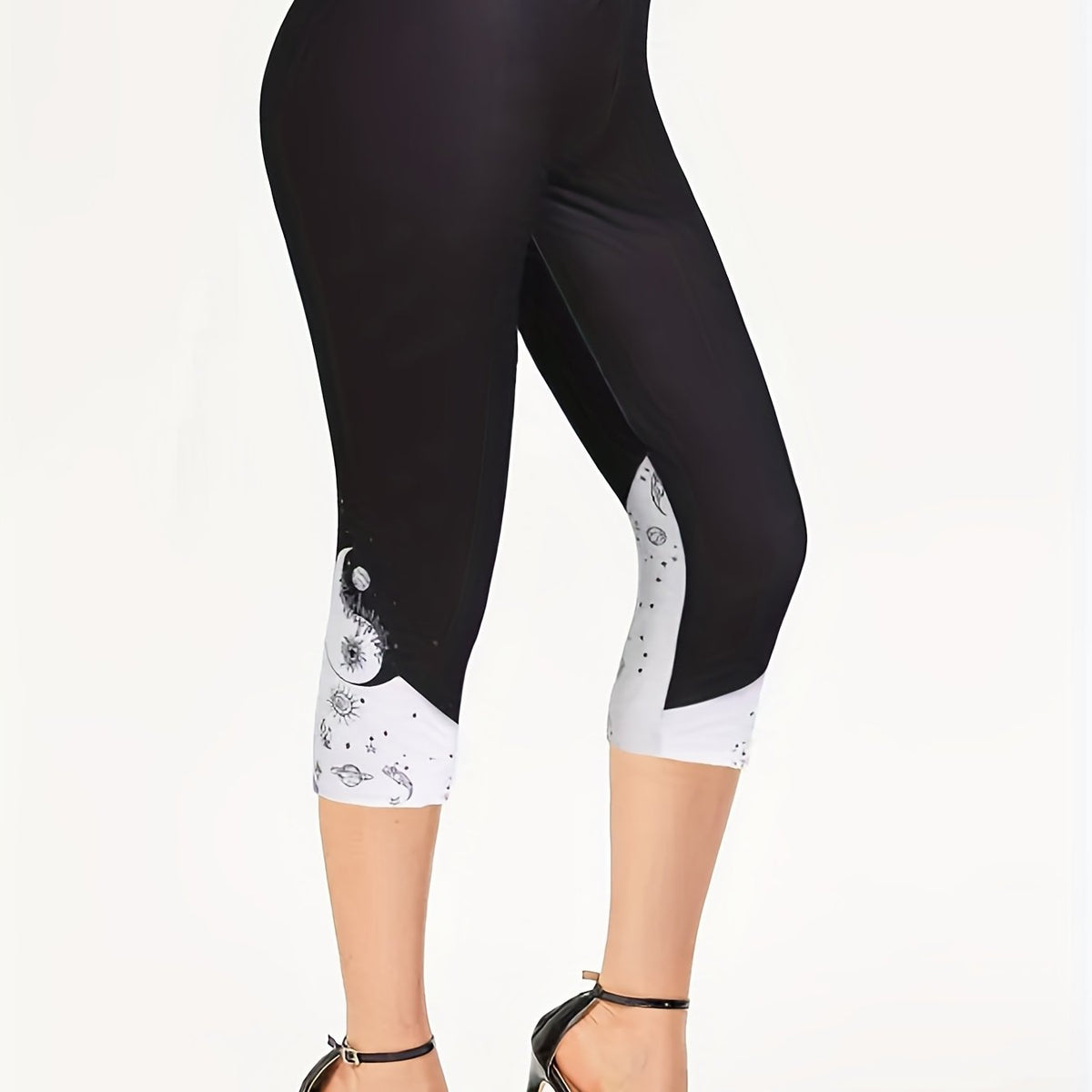 Colorblock Skinny Capris Leggings for Women