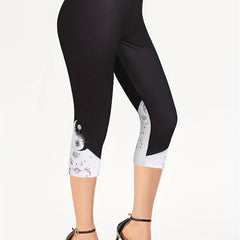 Colorblock Skinny Capris Leggings for Women