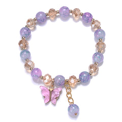 Beaded Butterfly Charm Bracelet Glass Sweet Jewelry Gift Yoga Meditation