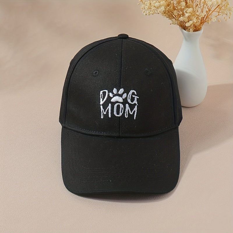 Dog Mom Embroidery Baseball Cap Solid Sun Hat Adjustable Dad Hat Women
