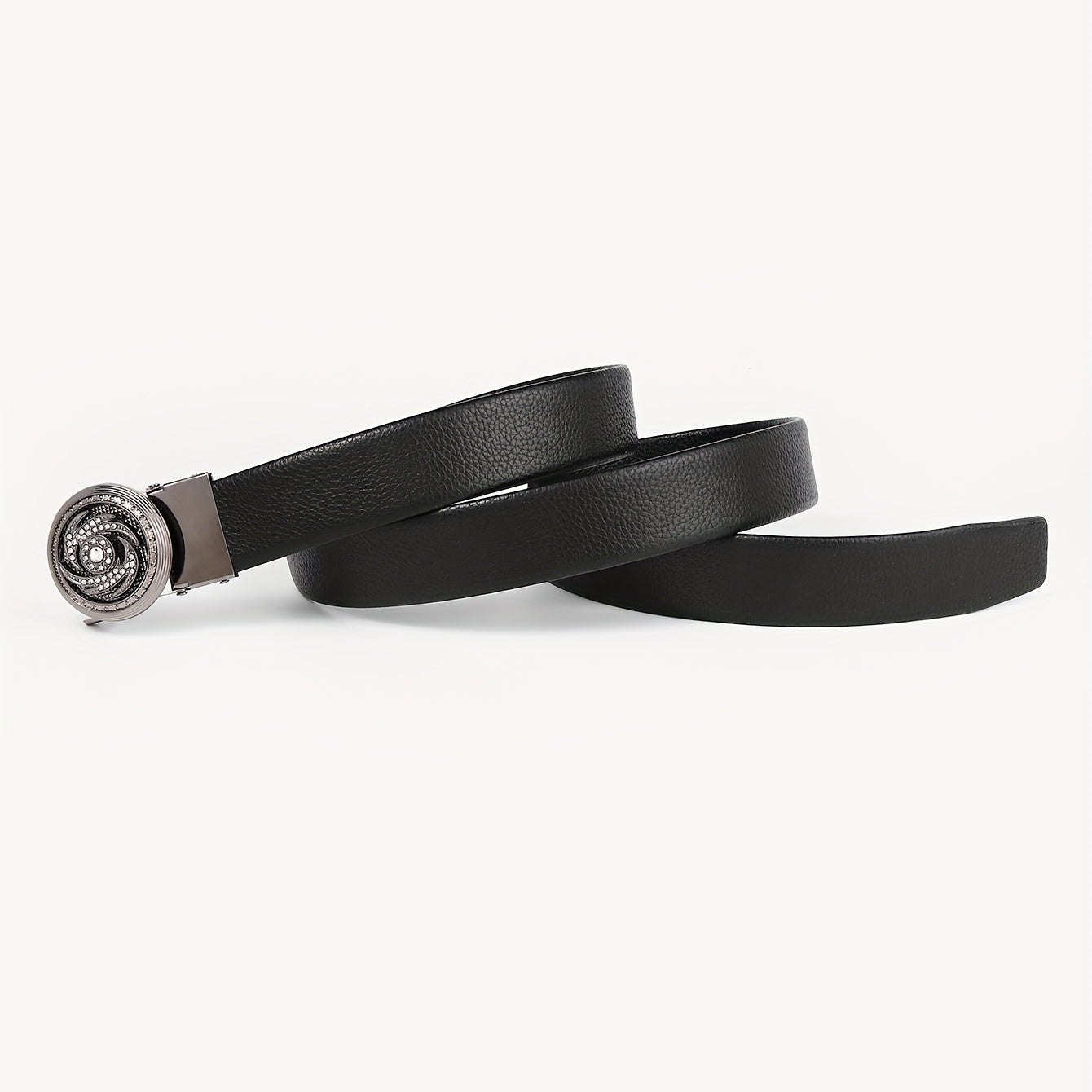 Men's Leather Belt with Rhinestone Buckle