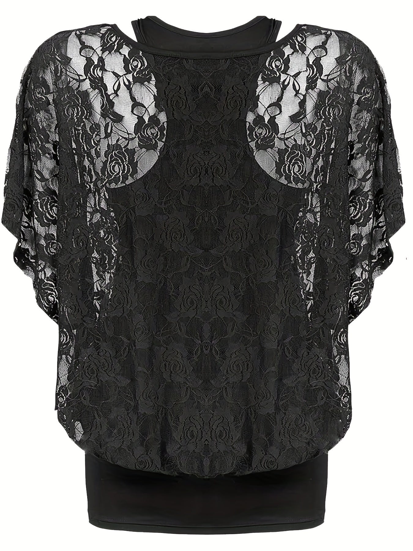 Vintage Lace Blouse & Tank Top Two Piece Set Women's Clothing