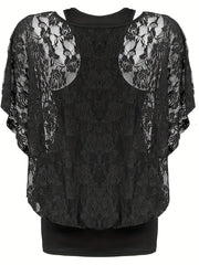 Vintage Lace Blouse & Tank Top Two Piece Set Women's Clothing