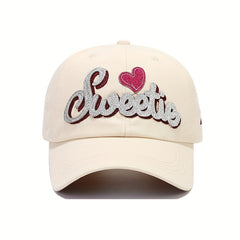 Y2K SWEET Patch Baseball Cap Cartoon Heart Sunshade Dad Hat