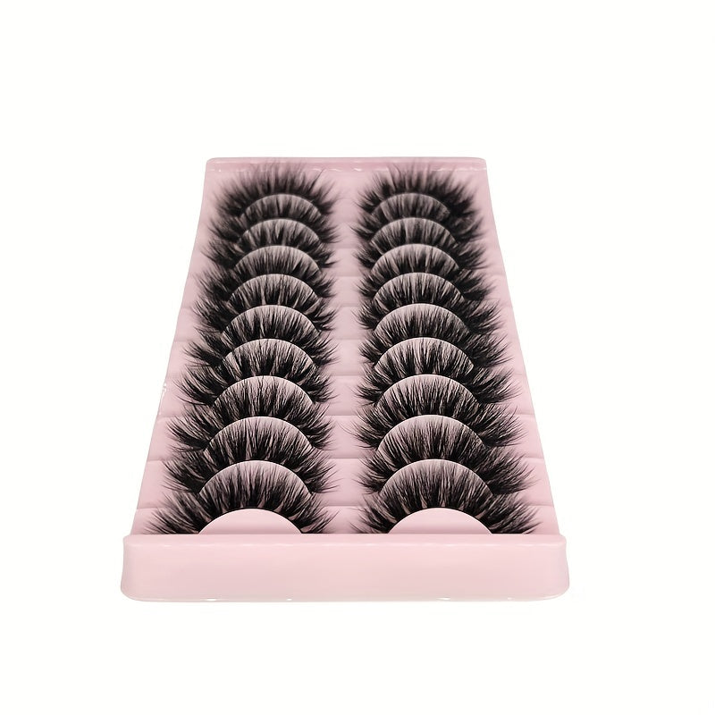 10 Pairs Thick False Eyelashes Fluffy Cluster Lashes Volume Curling Lashes