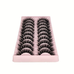 10 Pairs Thick False Eyelashes Fluffy Cluster Lashes Volume Curling Lashes