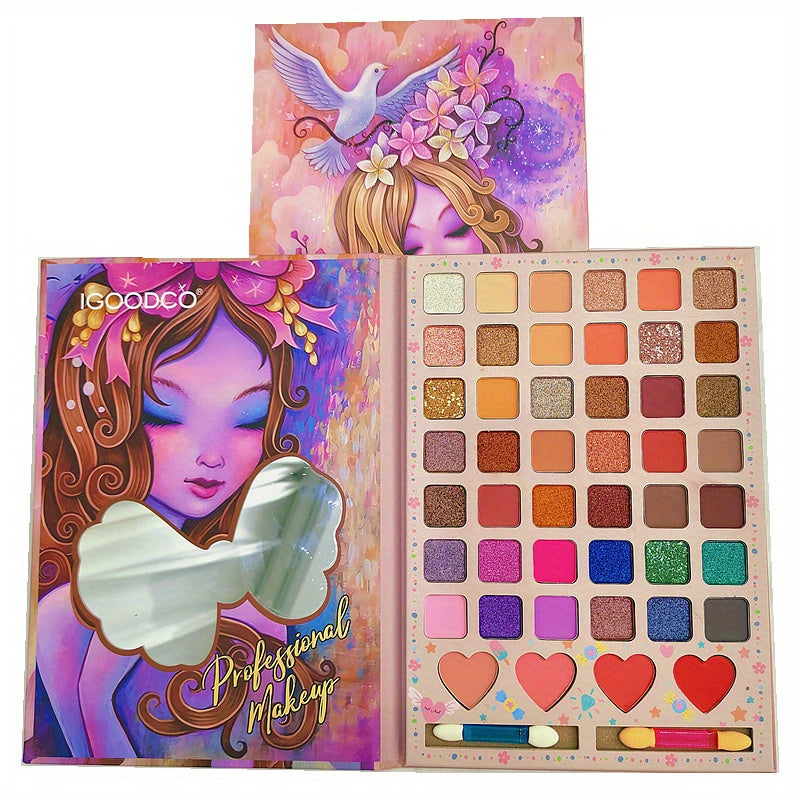 Flower Fairy 46 Colors Eyeshadow Palette Matte Pearly Finish Blush Powder