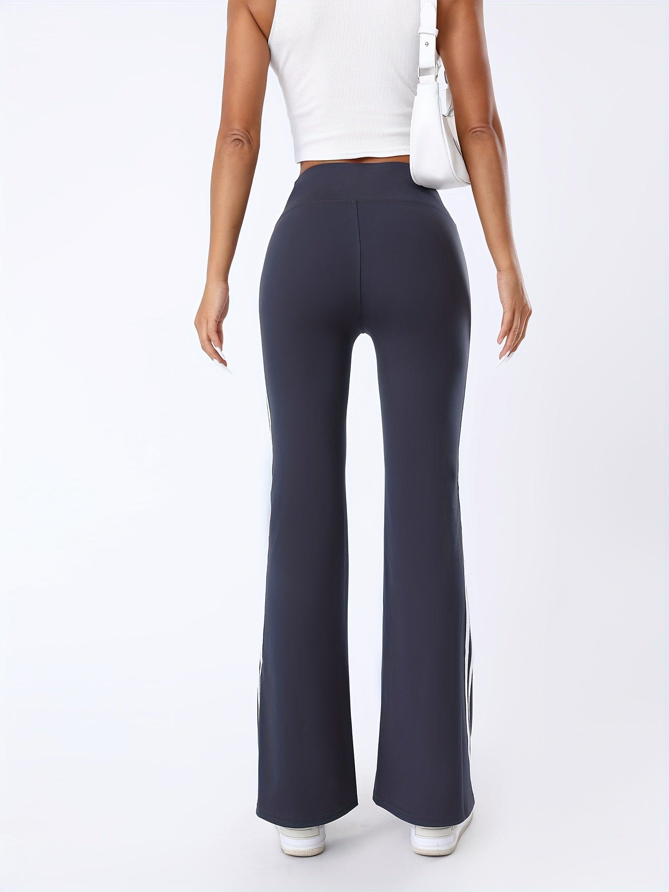 Striped Flare Yoga Pants High Waist Bootcut Fitness Pants