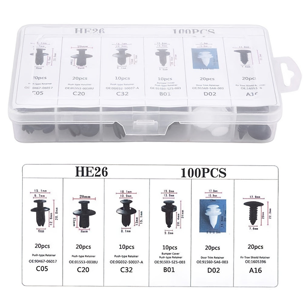 100pcs Car Body Push Retainer Pin Rivet Bumper Door Trim Fastener Clips