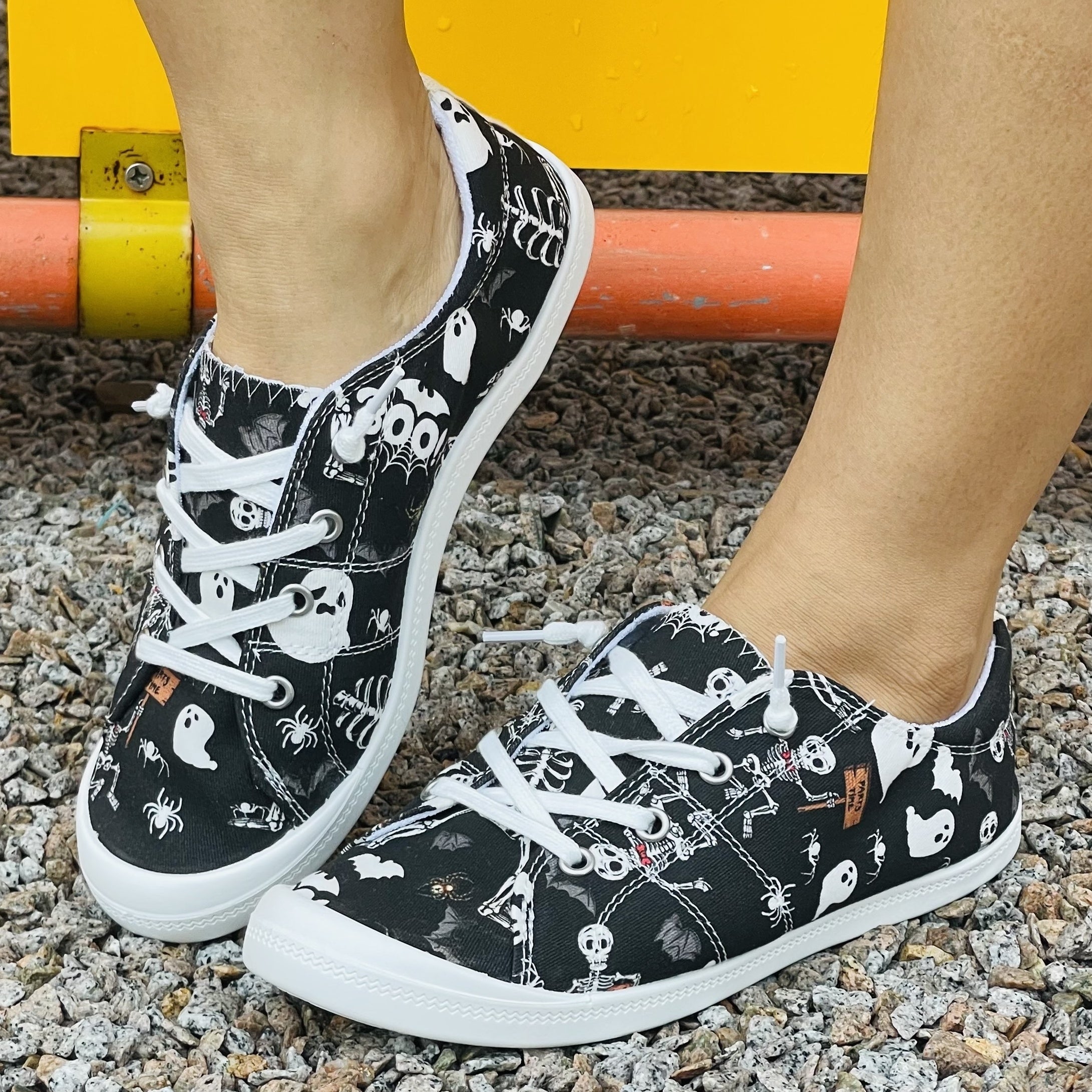 Women's Skull & Ghost Printed Shoes Lightweight Outdoor Canvas
