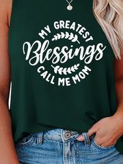  Casual Tank Top Women's Plus Slogan Print Round Neck Tank