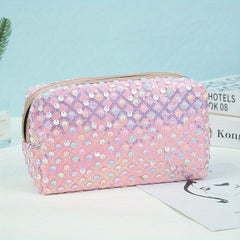 Sequin Cosmetic Bag for Women and Girls - Travel and Toiletry Organizer