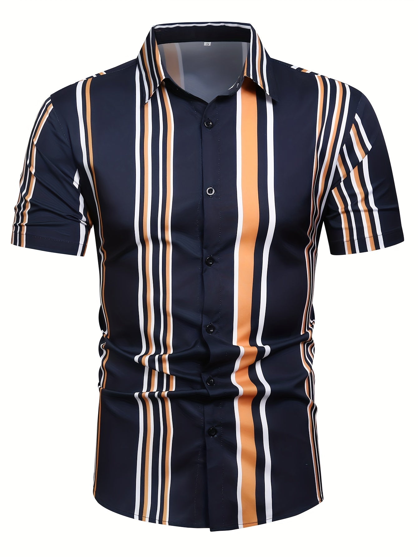 Men's Striped Lapel Shirt