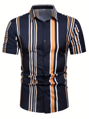 Men's Striped Lapel Shirt